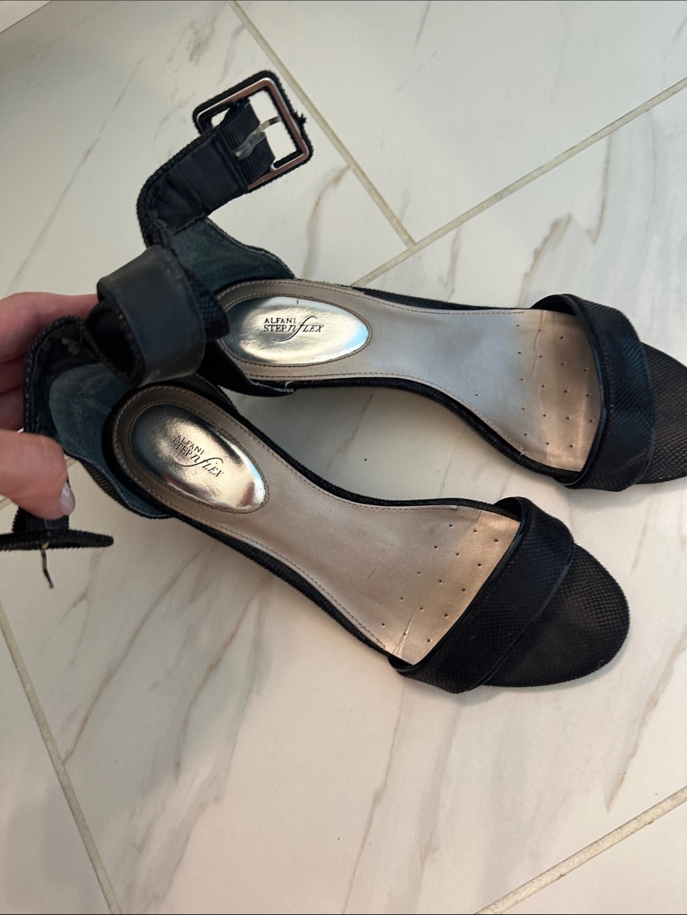 Alfani Black Open-Toe Ankle-Strap Heels